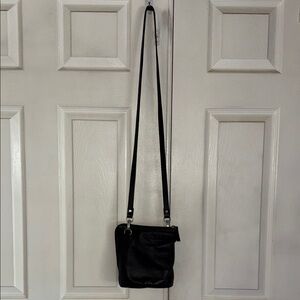 Hidesign Black Leather Travel Crossbody Bag